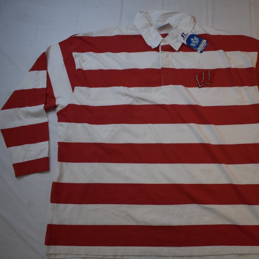 Russell Athletic Mens Wisconsin Badgers Long Sleeve Rugby Polo Shirt New 5XL